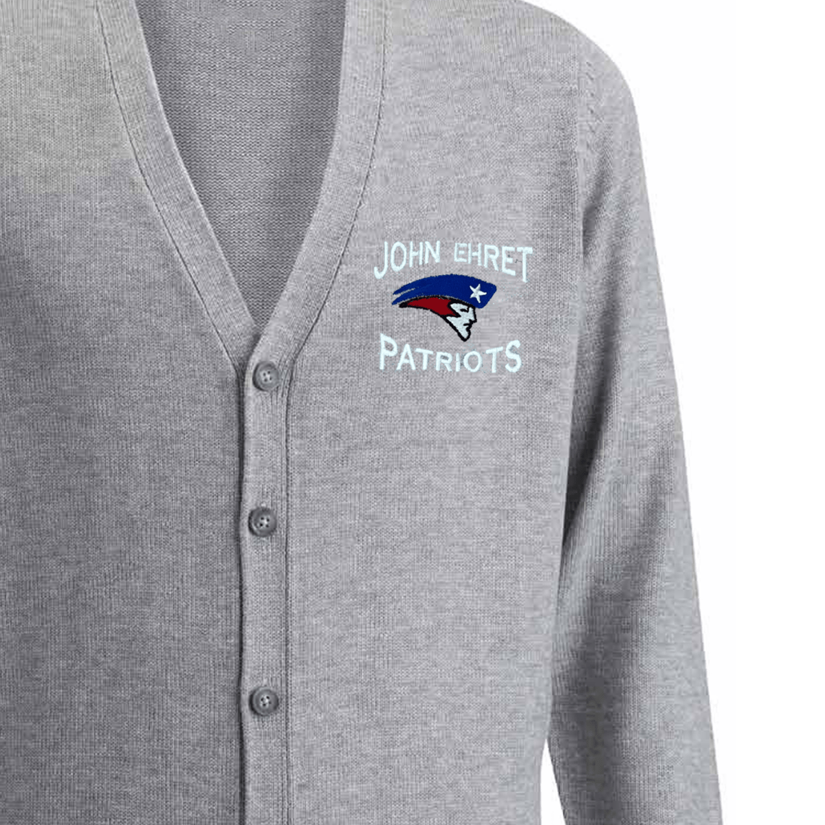 John Ehret Grey Cardigan V - Neck - Logo Express Uniforms - School Uniforms