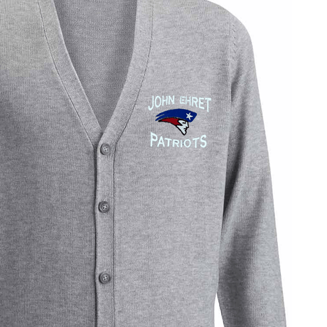 John Ehret Grey Cardigan V - Neck - Logo Express Uniforms - School Uniforms
