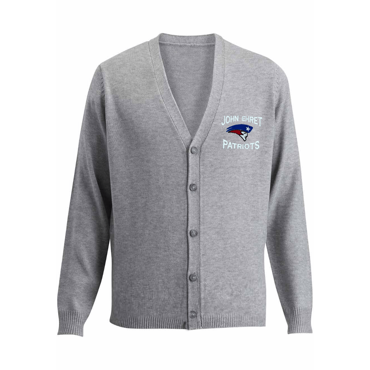 John Ehret Grey Cardigan V - Neck - Logo Express Uniforms - School Uniforms