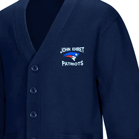 John Ehret Navy Cardigan V - Neck - Logo Express Uniforms - School Uniforms