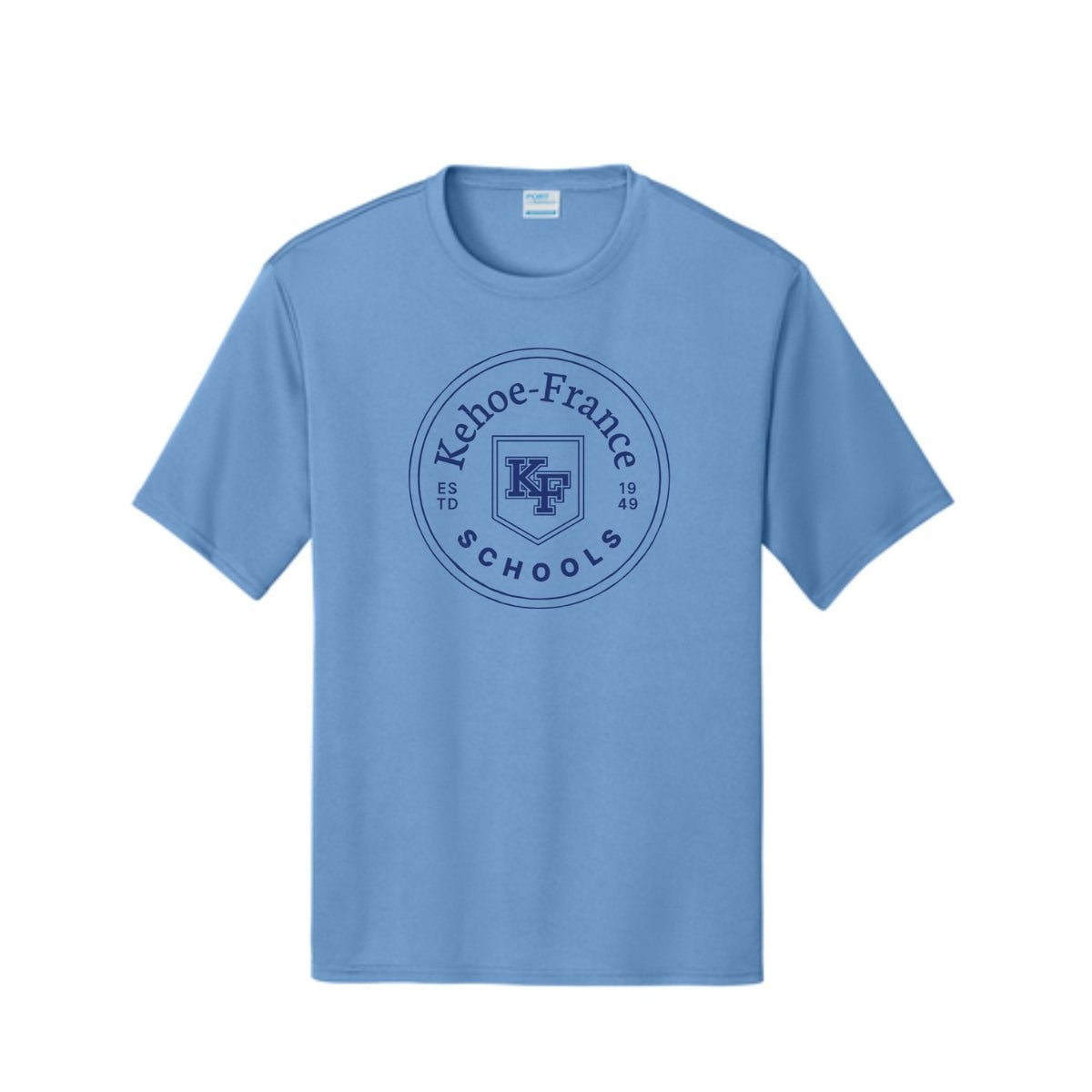 Kehoe France PE Tee Shirt Dri - Fit Light Blue for Unisex - Logo Express Uniforms - School Uniforms