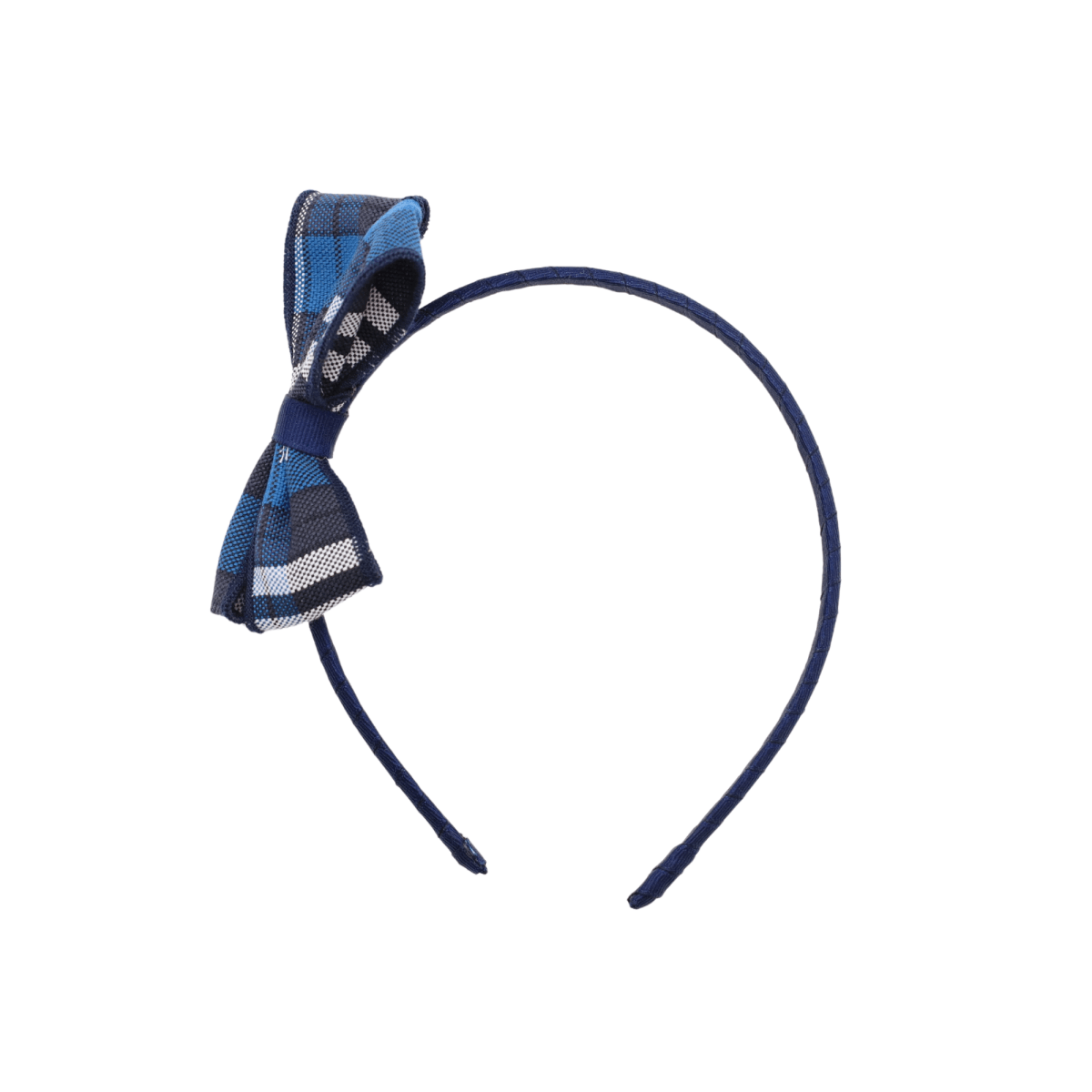 Large Plaid Bow Headband – Navy/Blue - Logo Express Uniforms - School Uniforms