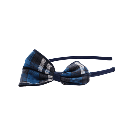 Large Plaid Bow Headband – Navy/Blue - Logo Express Uniforms - School Uniforms
