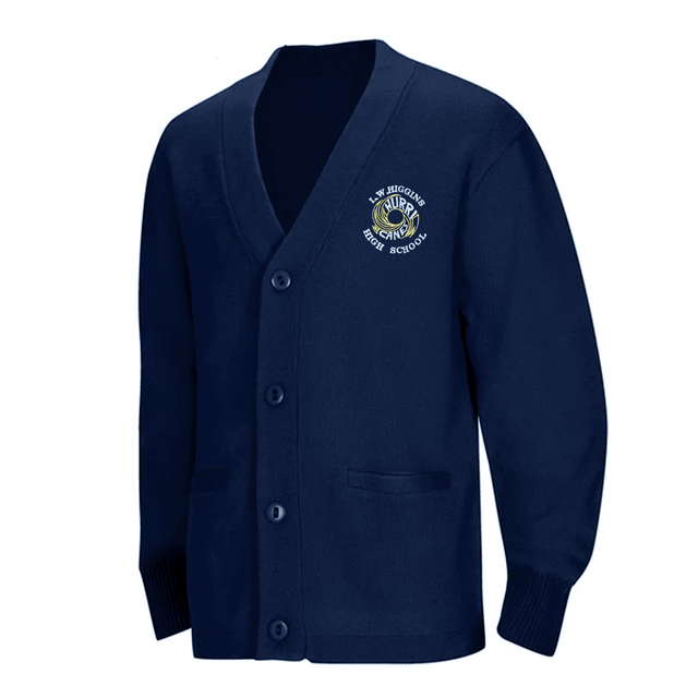 L.W. Higgins Navy Cardigan for Unisex - Logo Express Uniforms - School Uniforms