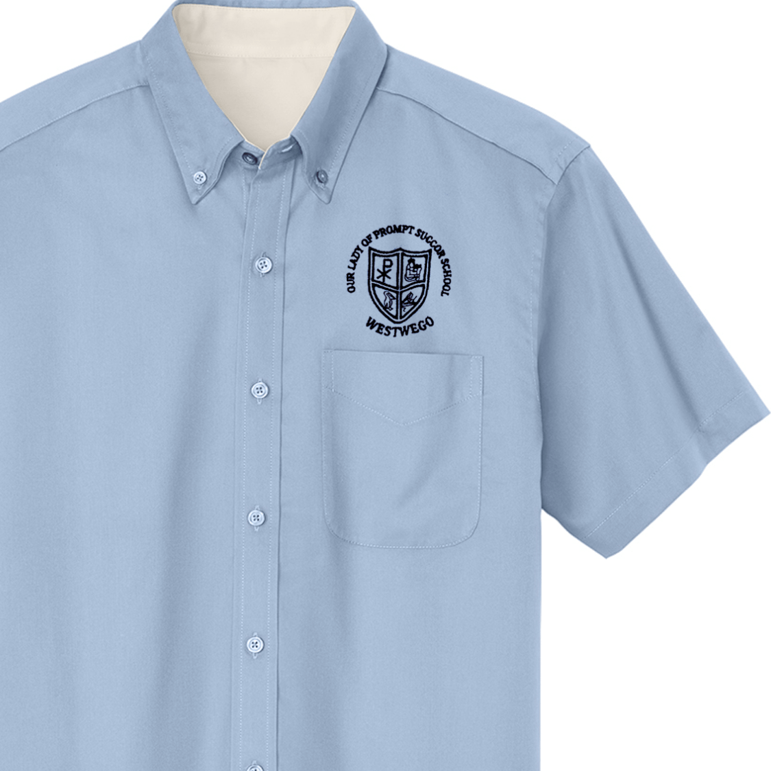 OLPS Boys 5th - 7th Grade Light Blue Oxford - Logo Express Uniforms - School Uniforms