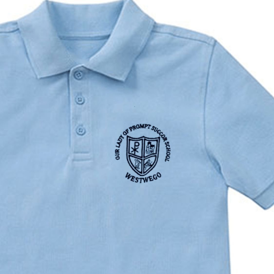 OLPS PreK-3rd/4th Light Blue Polo for Boys - Logo Express Uniforms - School Uniforms