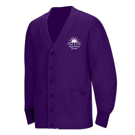 Paul J. Solis Purple Cardigan V - Neck - Logo Express Uniforms - School Uniforms