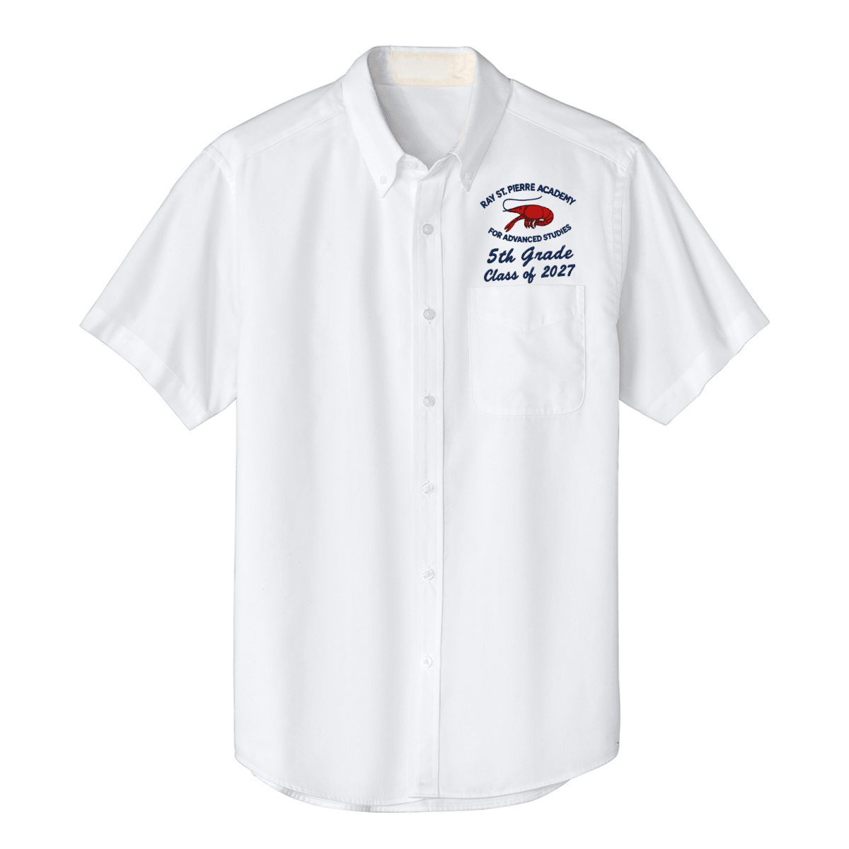 Ray St. Pierre 5th Grade Class of 2027 White Oxford - Logo Express Uniforms - School Uniforms