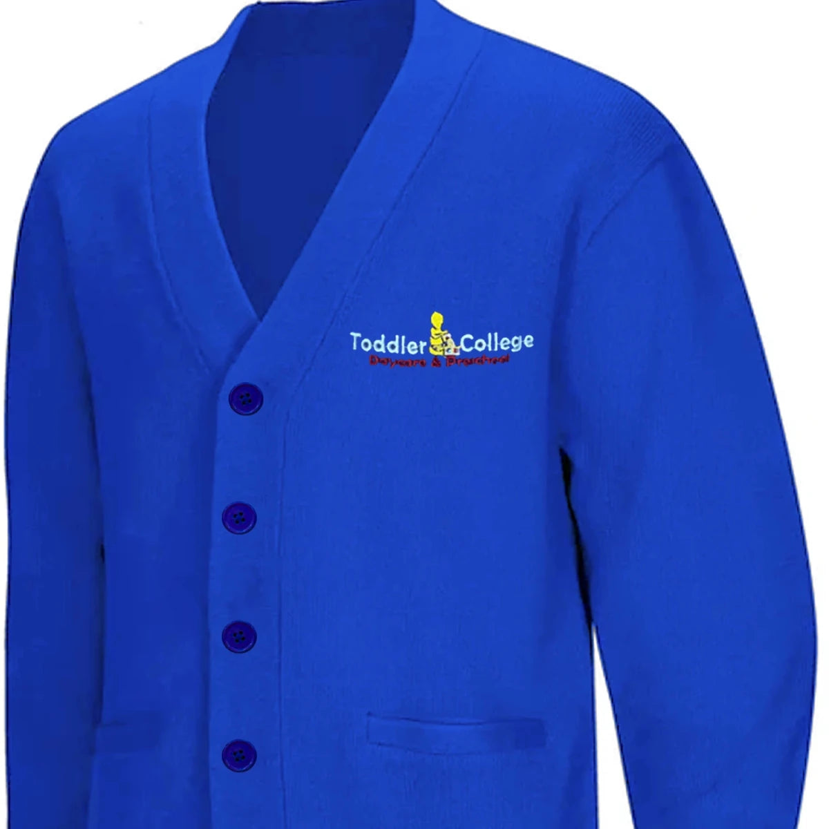 Toddler College Cardigan Royal Blue for Unisex - Logo Express Uniforms - School Uniforms