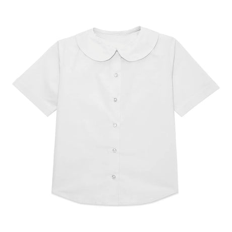 Toddler College Girls White Peter Pan Blouse - No Logo - Logo Express Uniforms - School Uniforms