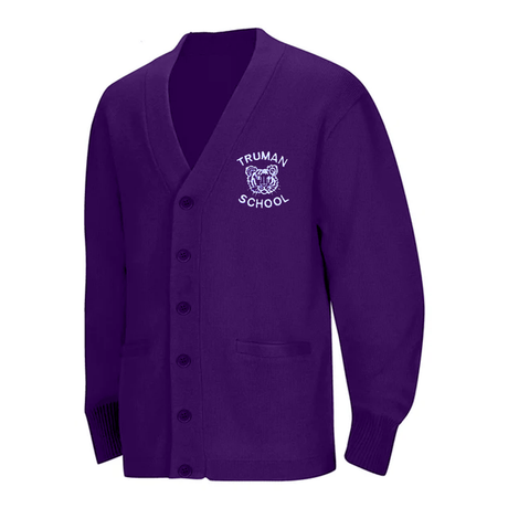 Truman Purple Cardigan V - Neck - Logo Express Uniforms - School Uniforms