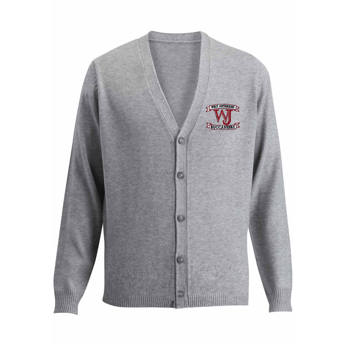 West Jefferson Grey Cardigan V - Neck - Logo Express Uniforms - School Uniforms