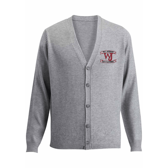 West Jefferson Grey Cardigan V - Neck - Logo Express Uniforms - School Uniforms