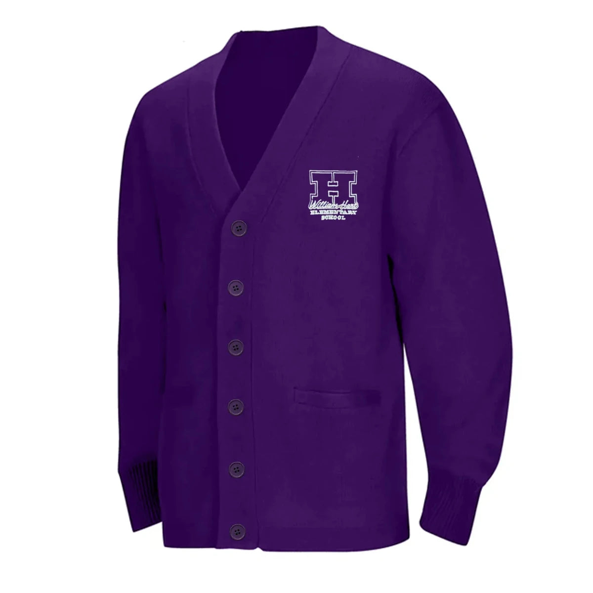 William Hart PreK-Kindergarten Purple Cardigan - Logo Express Uniforms - School Uniforms