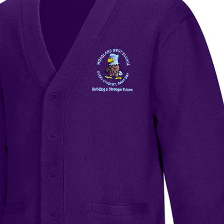 Woodland West Purple Cardigan V - Neck - Logo Express Uniforms - School Uniforms