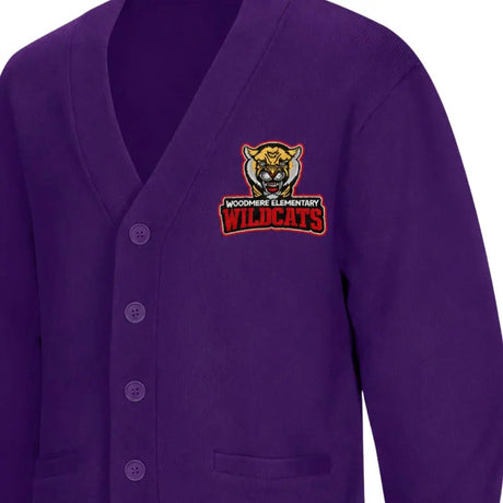 Woodmere Purple Cardigan V-Neck - Logo Express Uniforms - School Uniforms
