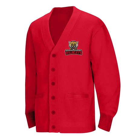 Woodmere Red Cardigan V - Neck - Logo Express Uniforms - School Uniforms