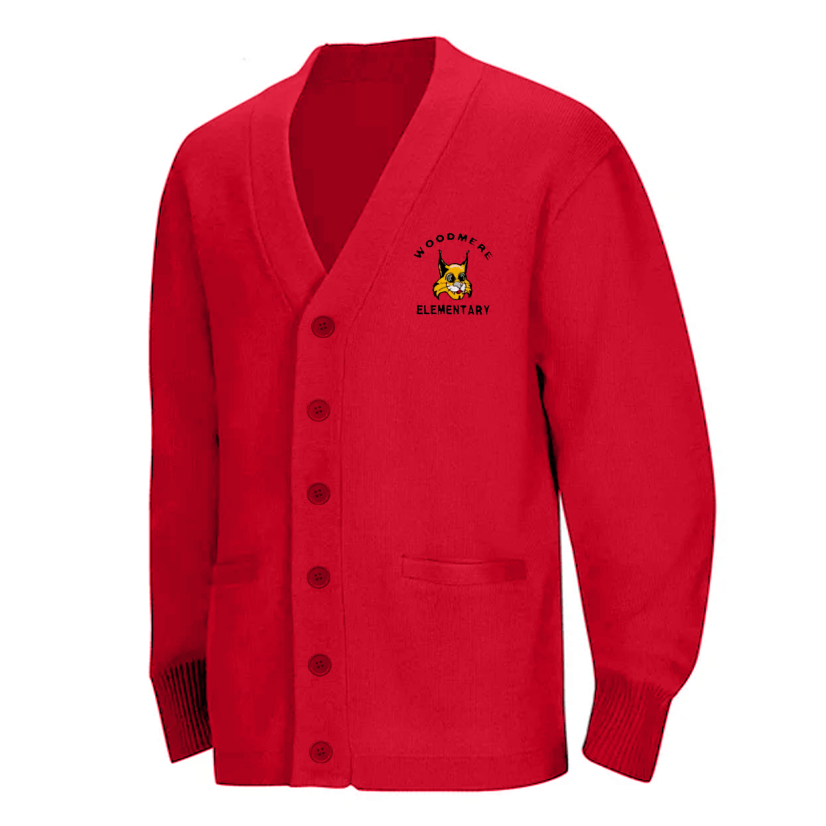 Woodmere Red Cardigan V - Neck - Logo Express Uniforms - School Uniforms