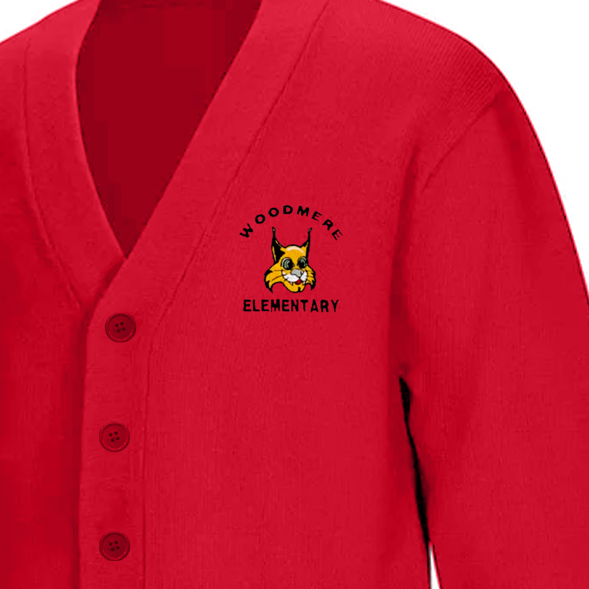 Woodmere Red Cardigan V - Neck - Logo Express Uniforms - School Uniforms