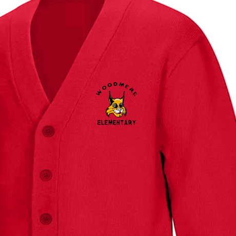 Woodmere Red Cardigan V - Neck - Logo Express Uniforms - School Uniforms